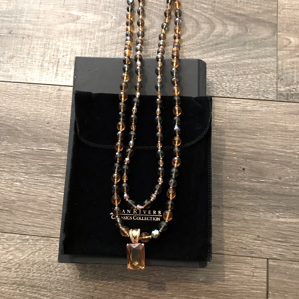 2 pc Joan Rivers Crystal Bead Necklaces with Enhancer